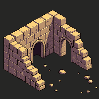 Ancient Ruins Crumbling Stone Sand Buried — free pixel art sprite from Ancient Egypt