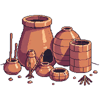 Brick Kiln Mud Clay Workers Desert — free pixel art sprite from Ancient Egypt