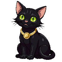 Cat Sacred Black Green Eyes Sitting Egyptian — free pixel art sprite from Ancient Egypt