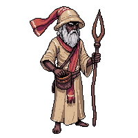desert nomad hood cloth staff traveler