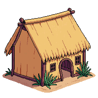 reed hut village simple papyrus walls roof