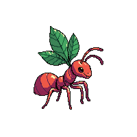 ant red small carrying leaf