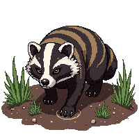 badger striped face digging ground