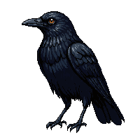 raven black glossy intelligent perched