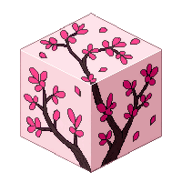 cube block cherry leaves pink blossom flowering