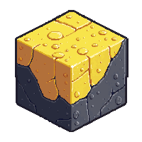 cube block gold ore gray yellow specks stone