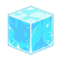 cube block ice blue transparent frozen solid