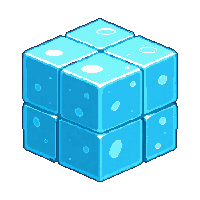 cube block packed ice blue opaque dense frozen