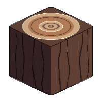 cube block spruce log dark brown bark ring