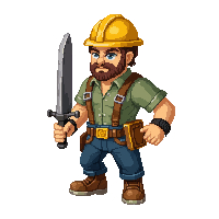 Carpenter With Saw — free pixel art sprite from Character Set