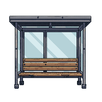 cyberpunk bench metal bus stop shelter
