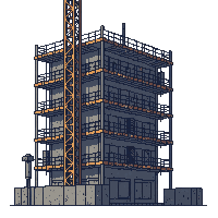 cyberpunk construction scaffolding crane building