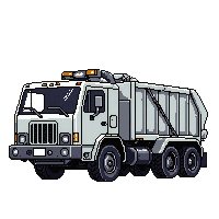cyberpunk garbage truck automated heavy dirty