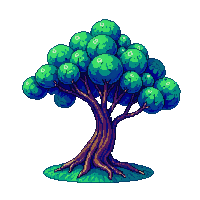 cyberpunk holographic tree artificial nature