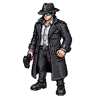cyberpunk info broker trenchcoat data pad