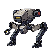 cyberpunk mech walker small bipedal armed