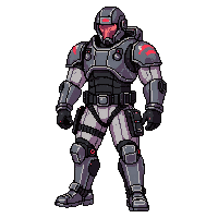 cyberpunk mercenary heavy weapons armor scarred