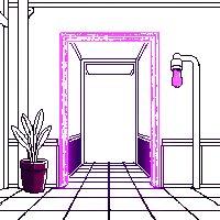 cyberpunk nightclub entrance neon purple bass