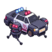 cyberpunk police riot gear neon badge drone