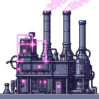 cyberpunk power station generators humming