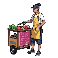 Cyberpunk Street Vendor Noodle Cart Apron — free pixel art sprite from the Cyberpunk collection, transparent PNG