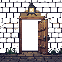 dungeon door wooden open dark beyond entry