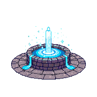 dungeon fountain water magical healing glowing
