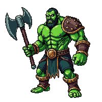 dungeon orc large green axe warrior brute