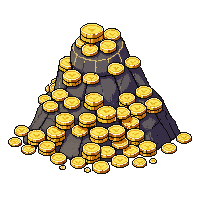 Dungeon Pile Gold Coins Scattered Treasure Heap — free pixel art sprite from the Dungeon Crawler collection, transparent PNG