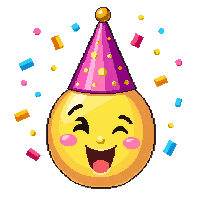 emoji face party hat horn confetti celebrating