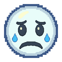 emoji face sad frowning tear drop blue