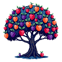 berry bush magical colorful glowing fruits