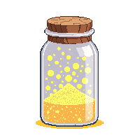 fairy dust jar glowing particles golden cork