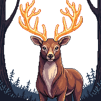 forest deer golden antlers majestic glowing