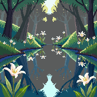 forest pond reflection lilies clear magical