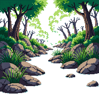 forest stream rocky babbling clear fish