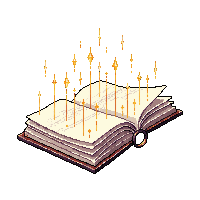 spell book floating open glowing pages runes