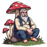 toad sage wise sitting mushroom forest ancient