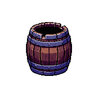 Barrel Broken Midnight — free pixel art sprite from Environment Props