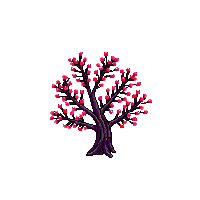 berry bush with red berries midnight