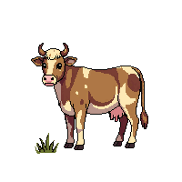 farming cow brown spotted grazing