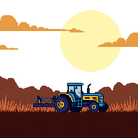 farming harvest moon large orange sky