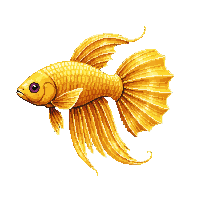 Betta Fish Trophy Gold — free pixel art sprite from Fishing Creatures
