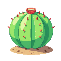 cactus round barrel green ribbed spiny small