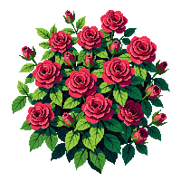 flowering bush red roses green leaves garden