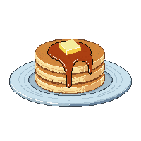 dish pancake stack syrup butter breakfast
