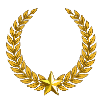 circular badge golden laurel wreath star