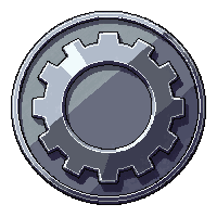 circular badge silver gear industrial tech