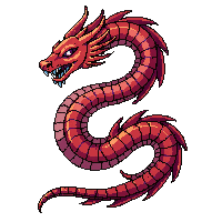 dragon emblem red coiled serpent detailed