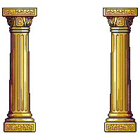 egyptian gold frame hieroglyph columns winged